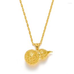 Chains WOMEN'S VIETNAM PLACER GOLD CUTOUT GOURD GOLD-PLATED FASHION PARTS NECKLACE