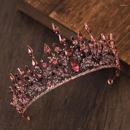 Hair Clips Baroque Bride Crown Headwear Full Rhinestones Anti-slip Ornament For Masquerade Ball Banquet Cosplay