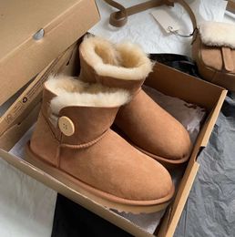 designer snow boots australian women ug boot bailey Chestnut winter buckle Fashion shoes bottes UGLI wool integrated hair slipper topshoesfactory