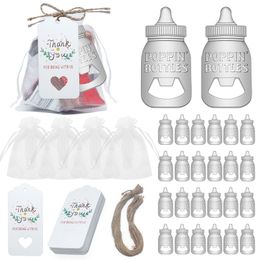 Creative feeding bottle openers With card & Mesh bag & rope Baby Gift Party Decoration Baptism Birthday Gift Souvenir opener Favor