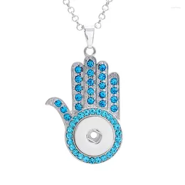 Pendant Necklaces 10pcs Crystal Hand Shape Snap Button Necklace 18mm Metal Snaps Buttons For Women Jewellery