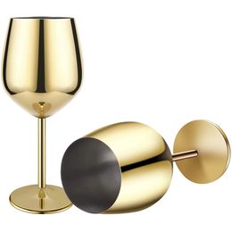 Bar Tools 2Pcs Stainless Steel Wine Glasses 18 OZ Goblet Metal Glas Wineglass Champagne Cocktail Drinking Cup Party Supplies 231113