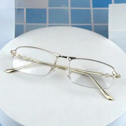 Sunglasses Fashion Metal Frame Presbyopia Glasses Unisex Business Half Anti Blue Light Reading Men's Long Range Mirror Gafas