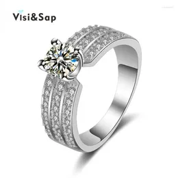 With Side Stones Eleple White Gold Color Ring Wedding Engagement Rings For Women Cubic Zirconia Accessories Wholesale Fashion Jewelry VSR139