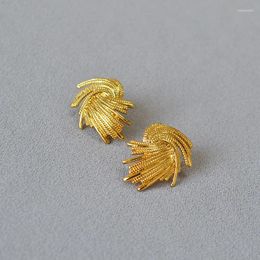 Hoop Earrings Small Personality Fried Dough Twists Woven Fireworks Shape Brass Gold-plated 925 Silver Needle