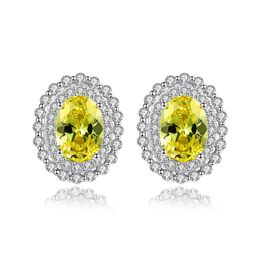 Colourful Zircon Stud Earrings S925 Silver Micro Set Zircon Gemstone Earrings European Fashion Women Earrings Jewellery Women Wedding Party Valentine's Day Gift SPC