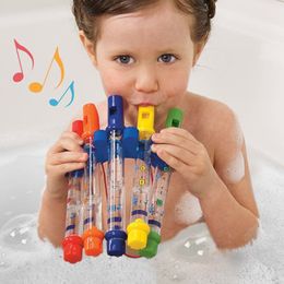 Bath Toys 5pcsset Kids Colorful Water Flutes Bath Tub Tunes Toys Fun Playing Musical Sounds Children Musical Toys for Bath Products 230412