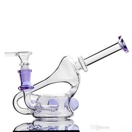 Purple Matrix Perc Bong Dab Rig Tube Glass Bong 14mm Joint Bowl with Glass Water Bongs