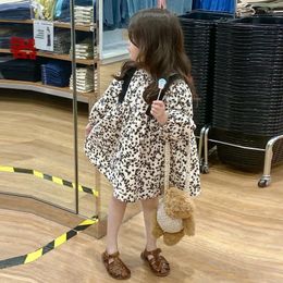 Girl Dresses Children's Korean Dress 2023 Spring And Autumn Clothing Girls' Baby Floral Polished Hairy Long Sleeve