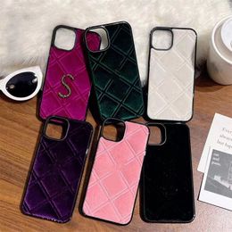 Designer Warm Plush Rhombus letter phone case iPhone 15 14 14Pro 14Plus 13 12 Mini 11 Pro X XS Max XR Luxury leather case