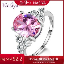 Wedding Ring s Jewelry 925 Sterling Silver White Pink Light Blue Champagne Zircon Oval Ring 231110