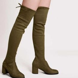 Boots Autumn Winter Mid Heel High-heeled Over The Knee Long Women's Boots Elastic Plus Size 43 Thigh High Sock Booties Woman AA230412