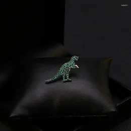 Brooches 396 Dinosaur Brooch Women's Neckline Green Animal Small Collar Pin Anti-Exposure Fixed Cardigan Buckle Corsage Jewelry Accessory