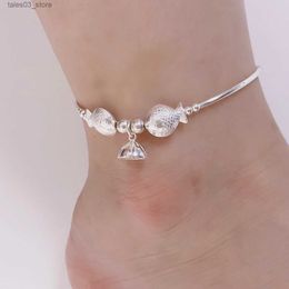 Anklets 925 Sterling Silver Small Fish Elbow Anklet Jewellery for Women Girls Cute Lotus Bell Beads Bracelets on Leg Foot Ornament JL006 Q231113