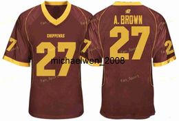 Mich28 kbshopNCAA Vintage Central Michigan Chippewas Antonio Brown College Football Jerseys Cheap 27 Antonio Brown A. Brown University Football Shirts