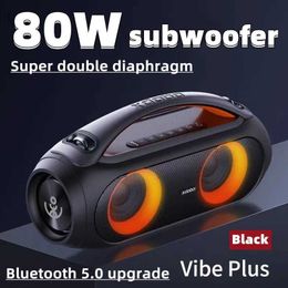 Portable Speakers 80W Vibe Plus Bluetooth Speaker Wireless Portable Soundbar BT5.0 Power Bank TWS Sound Box Boombox Music Audio Player