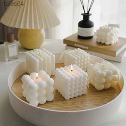 Aromatherapy Rubik's Cube Aromatherapy Candle Decoration Photo Props Ornaments Soy Wax White Geometric Candles. YQ231113