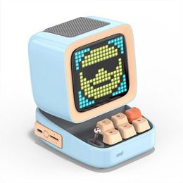 Freeshipping Retro Pixel art Bluetooth Portable Speaker Alarm Clock DIY LED Screen By APP Electronic Gadget gift Home decoration Vbqwk