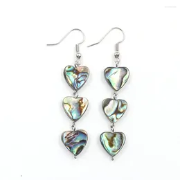 Dangle Earrings FYJS Unique Silver Plated Layer Cute Heart Abalone Shell For Women Geometric Jewellery