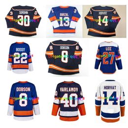 SL Mathew Barzal Bo Horvat Islanders Hockey Jersey Ilya Sorokin Noah Dobson Brock Nelson Anders Lee Mike Y Jean-gabriel Pageau Adam Pelech Blue