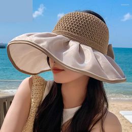 Wide Brim Hats Summer For Women Sun Hat Big Brimmed Foldable Empty Top Cap Outdoor Beach Ladies Uv Protection Sunhat Gorros