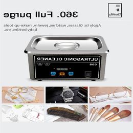 FreeShipping Ultrasonic Cleaner 35w 800ml Household Digital Stainless Steel Basket 110V 220V Ultrasound Cleaning For Denture Watches Gl Edig