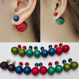 Stud Earrings Selling Double Sides Big Pearl Candy Colours Rubber Ball Women Party Bead Ear Jewellery Gift