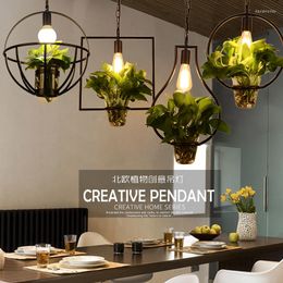 Pendant Lamps Plant Light Featured Garden Restaurant Bar Balcony Simple Pastoral Green Potted Personality Creative Chandelier