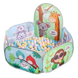 Baby Rail 1.2M Cartoon Baby Ball Pool Ball Pit Playpen for Baby Park Children's Tent Baby Playground Dry Pool Balls with Basketball Hoop 230412