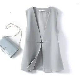 Women's Vests Lined Suit Vest Women Spring Autumn Sleeveless 2023 Top Loose Korean Simple Casual Blazer Waistcoat Coats Female Outerwear