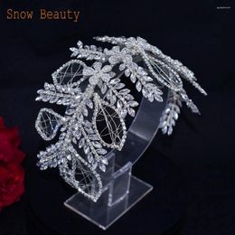 Headpieces DZ026 Gorgeous Rhinestone Wedding Hair Accessories Crystal Bridal Headbands Flower Headpiece Tiara Handmade Leaf Headdress