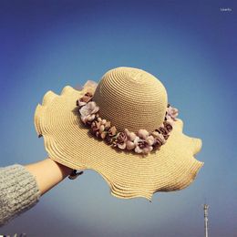 Wide Brim Hats Parent-child Sunhat Children Summer Beach Flowers Straw Hat Seaside Sun Protection Fashion Women Visor Caps H141