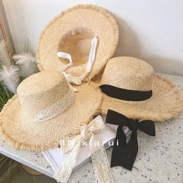 Wide Brim Hats Fitshinling 2023 Summer Sun For Women Bohemian Handmade Raffia Straw Hat Female Fringe Boho Holiday Beach