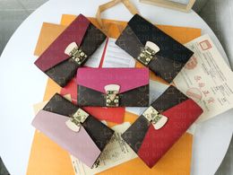 2023 NEW L- Women Wallet Holders Purses High Quality Genuine leather womens wallets long styles fashion Zipper card Holder red pink black 8 Colour M58414