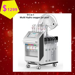 Oxygen jet peel aqua hydro dermabrasion machine 11 in 1 hydradermabrasion Oxygen mask with PDT led light therapy spa