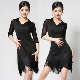 Stage Wear Fringe Ballroom Costumes For Women Dancing Dress Lady Competition Latin Dresses Professional Dancer Dance