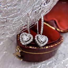 Dangle Earrings CxsJeremy Single 0.6 Carat Heart Cut Moissanite 14K White Gold Drop For Women Fine Jewellery