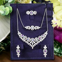 Necklace Earrings Set Siscathy Moroccan Luxury Full Cubic Zircon Wedding Party Jewellery For Women Fine Earring Bracelet Bangle Ethnic Gift