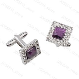 Cuff Links 3 Color Elegant Men Cufflinks High Quality Classic Luxury Rhinestone Crystal Square Cufflink Male French Shirt Cuff Button J230413