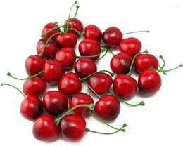 Party Decoration Pack Of 25 Artificial Lifelike Simulation Small Red Black Cherries Fake Fruit Model Home House Kitchen Desk