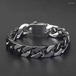 Link Bracelets Simple Stainless Steel Ceramic Cuban Bracelet Men's And Women's Same Patchwork Four Side Grinding Titanium Accessories