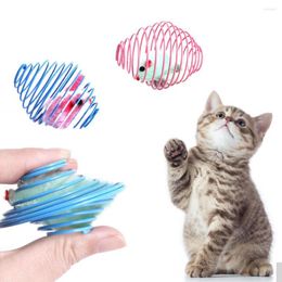 Cat Toys 6Pcs Durable Kitten Playing Toy Interactive Teaser Wear-resistant Relieve Boredom Simulation Mouse Spring Cage