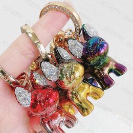 Key Rings Fadou puppy key chain lovely mink fur bulldog key chain exquisite key pendant schoolbag pendant wholesale initial d keychain J230413