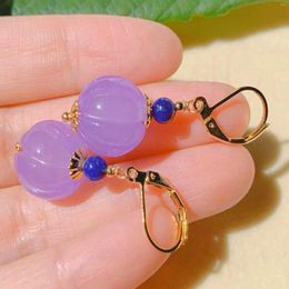 Dangle Earrings Natural Purple Chalcedony Lapis Lazuli Beads Gold Earring Aquaculture Jewellery Classic Wedding FOOL'S DAY Cultured Freshwater