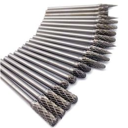 Freeshipping 20Pcs/lot Electric Grinding Rotary Burrs Set Accessories Tungsten Steel Carbide Milling Cutter For Rotary Tools Engraving Vjfr