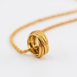 Pendant Necklaces Fashion Winding Woven Round For Women Jewelry Stainless Steel Chain Electroplating Gold Color Party Gift Trend