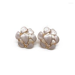 Stud Earrings Vintage Flower Petal Drip Glaze Brincos Modern Office Party Jewellery