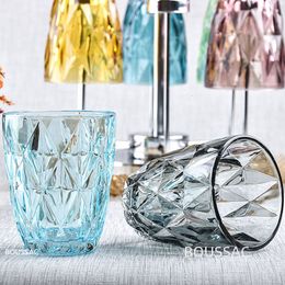 Tumblers Creative Retro Diamondshaped Glass Household Water Cup Juice Colour Set Office Drinking Utensils 230413