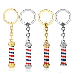 Creative Barber Shop Pole 3D Key Chain Pendant Necklace Ring Drop Delivery Dhyvo