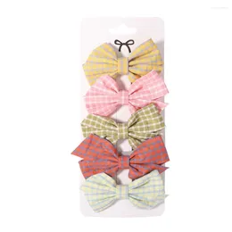 Hair Accessories 5PCS/Set Girls' Cute Checker Prin Star Hairpin Children's Sweet Headband Buckle Fashion Bow Tie